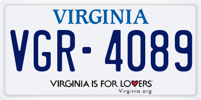 VA license plate VGR4089