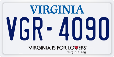 VA license plate VGR4090