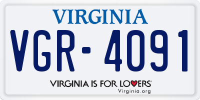 VA license plate VGR4091