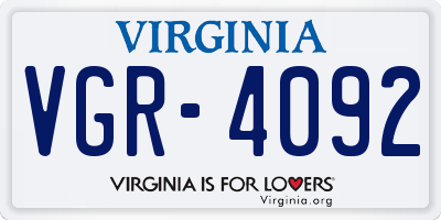 VA license plate VGR4092