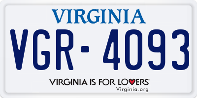 VA license plate VGR4093