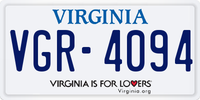 VA license plate VGR4094