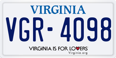VA license plate VGR4098