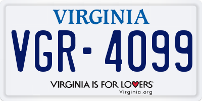 VA license plate VGR4099