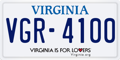 VA license plate VGR4100