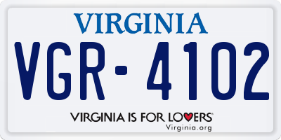 VA license plate VGR4102