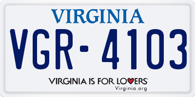 VA license plate VGR4103