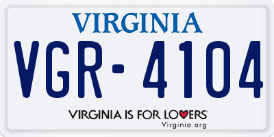 VA license plate VGR4104