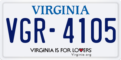 VA license plate VGR4105