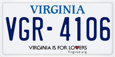 VA license plate VGR4106