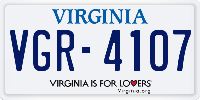 VA license plate VGR4107