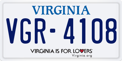 VA license plate VGR4108