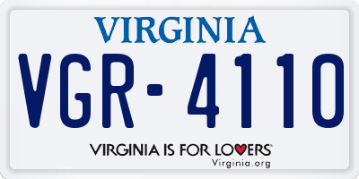 VA license plate VGR4110
