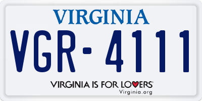 VA license plate VGR4111