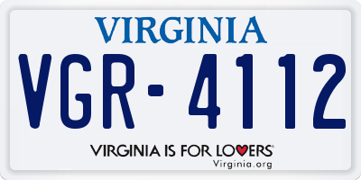 VA license plate VGR4112