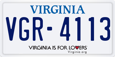 VA license plate VGR4113