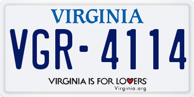 VA license plate VGR4114