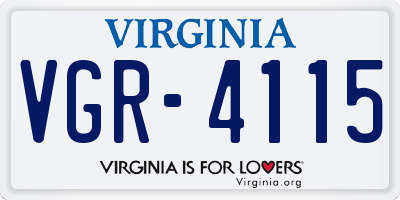 VA license plate VGR4115