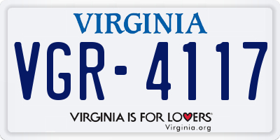 VA license plate VGR4117