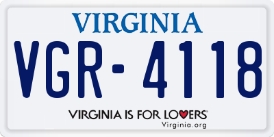 VA license plate VGR4118