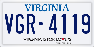 VA license plate VGR4119
