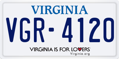 VA license plate VGR4120