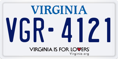 VA license plate VGR4121