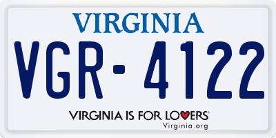 VA license plate VGR4122