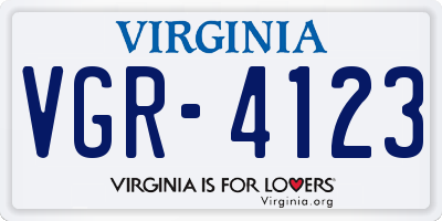 VA license plate VGR4123