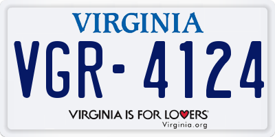 VA license plate VGR4124