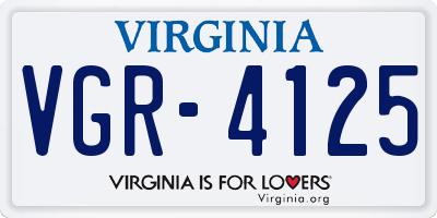 VA license plate VGR4125