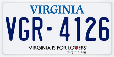 VA license plate VGR4126