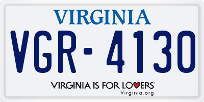 VA license plate VGR4130