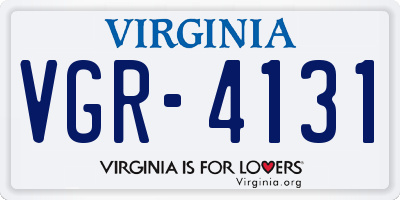 VA license plate VGR4131