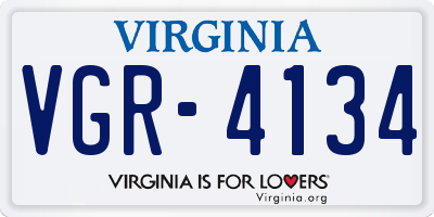 VA license plate VGR4134