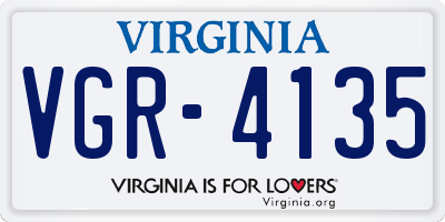 VA license plate VGR4135