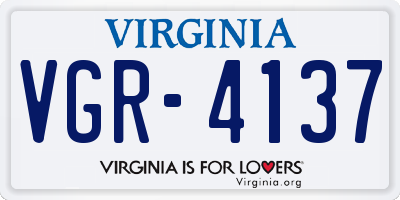 VA license plate VGR4137