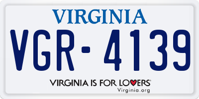 VA license plate VGR4139