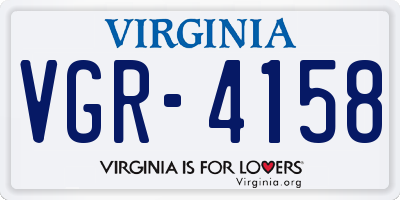 VA license plate VGR4158