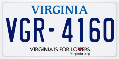 VA license plate VGR4160
