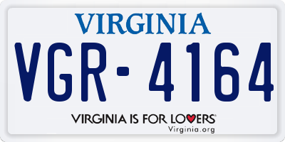 VA license plate VGR4164