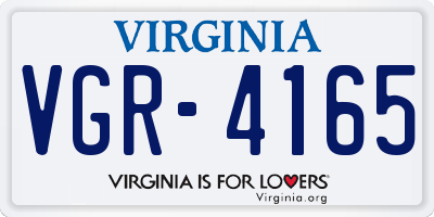 VA license plate VGR4165