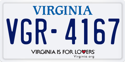 VA license plate VGR4167
