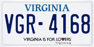 VA license plate VGR4168