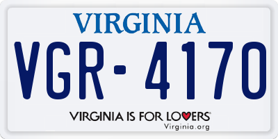 VA license plate VGR4170