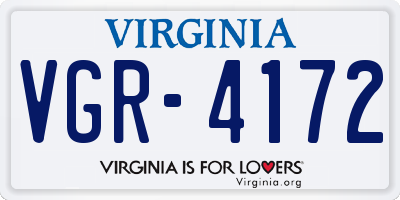 VA license plate VGR4172