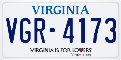 VA license plate VGR4173