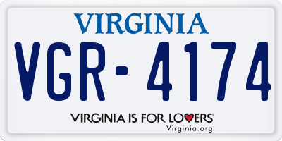 VA license plate VGR4174