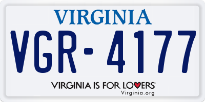 VA license plate VGR4177