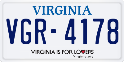 VA license plate VGR4178